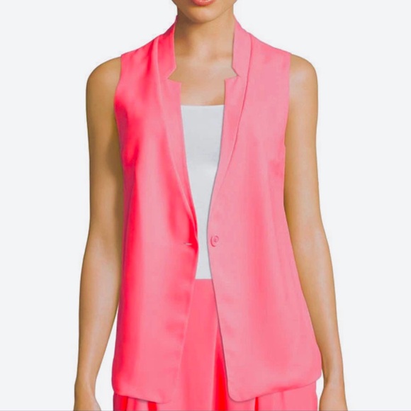 Belle Sky Vibrant Coral Sleeveless Blazer / Vest - Picture 2 of 11